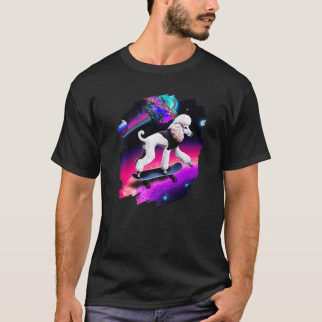T-shirt Poodboard dans l'espace extra-atmosphérique Retro  (Devant)