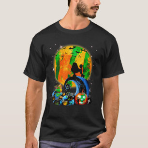 T-shirt Poodé Et Lune Jaune Halloween Drôle Chien Amoureux