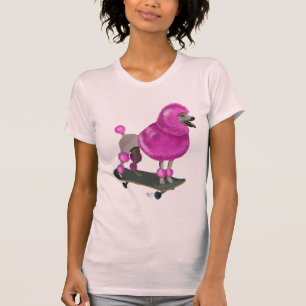 T-shirt Poodé rose et planche à roulettes