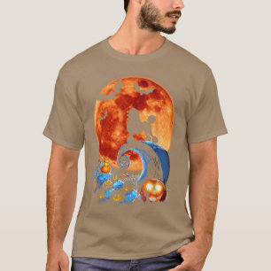 T-shirt Poodle Chien Effrayant Et Lune Drôle Costume Hallo