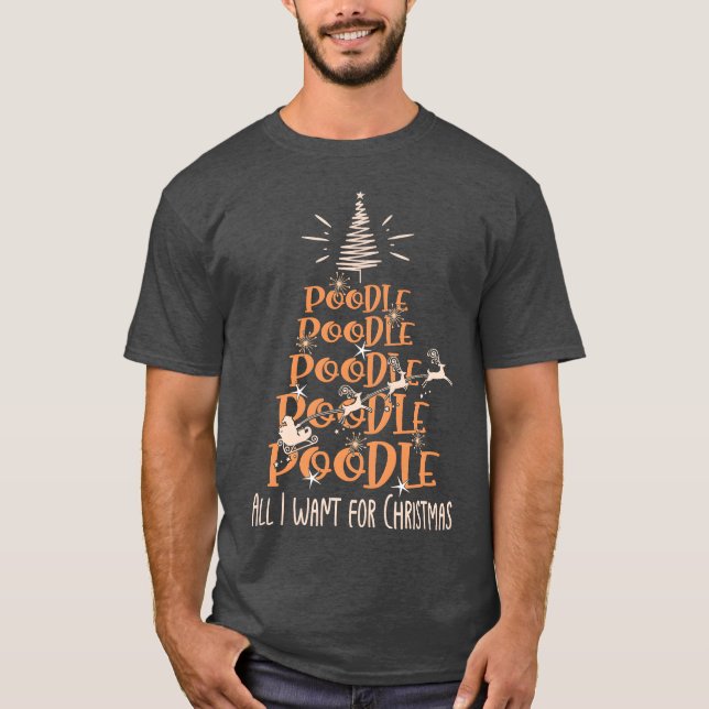 T-shirt Poodle Christmas Chien race Christmasree ami (Devant)