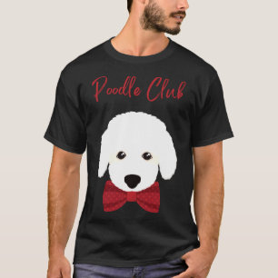 T-shirt Poodle Club Cute Blanc Fluffy Poody Avec Pol Rouge