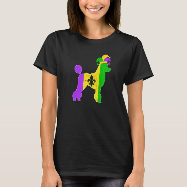 T-shirt Poodle Dog Mardi Gras Carnivals Funny Puppy Jester (Devant)