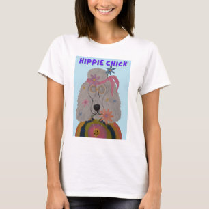 T-shirt Poodle Hippie Fille