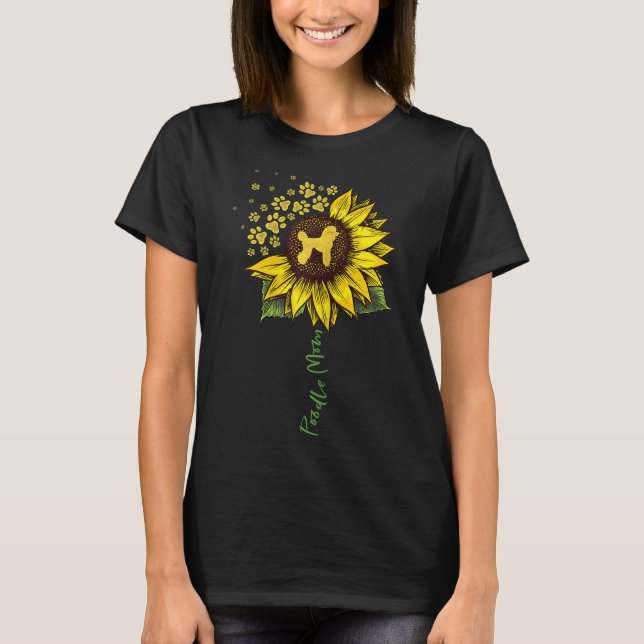 T-shirt Poodle Maman Sunflower Poodle Amant Cadeaux Chift  (Devant)