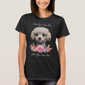 T-shirt Poodle mignon personnalisé avec fleurs