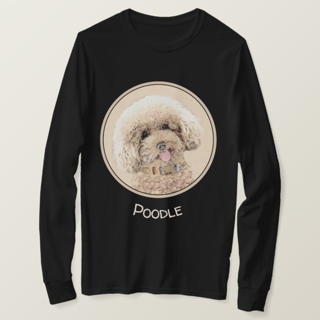 T-shirt Poodle Miniature Toy Apricot Crème Chien Brown Art (Design devant)
