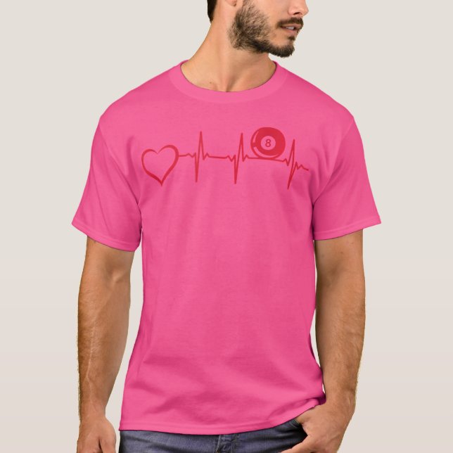 T-shirt Pool Billard Heart Heart Pool Billard à 8 balles B (Devant)