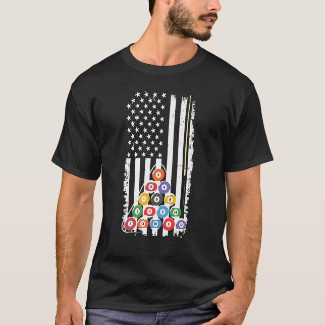 T-shirt Pool Billard Snooker Player Team American Usa Fl (Devant)