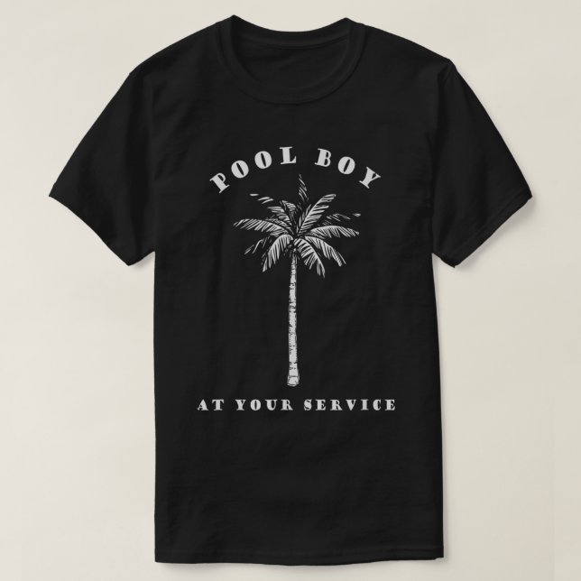 T-shirt Pool Boy At Your Service Coconut Tree Funny Hallow (Design devant)