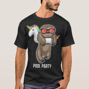 T-shirt Pool Party Sloth Unicorn Float Funny Sloth Kids