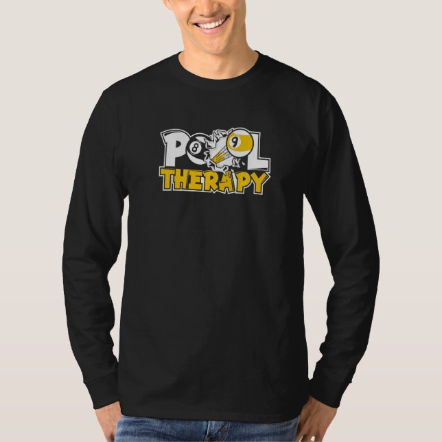 T-shirt Pool Therapy Pool Snooker Balls Player Billiards (Devant)