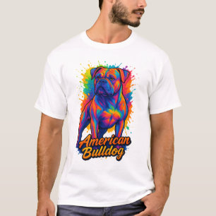T-shirt Pop Art American Bulldog - Chien néon dynamique