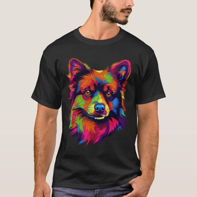 T-shirt Pop Art Bliss de Poméranie : Élégance canine vive (Devant)