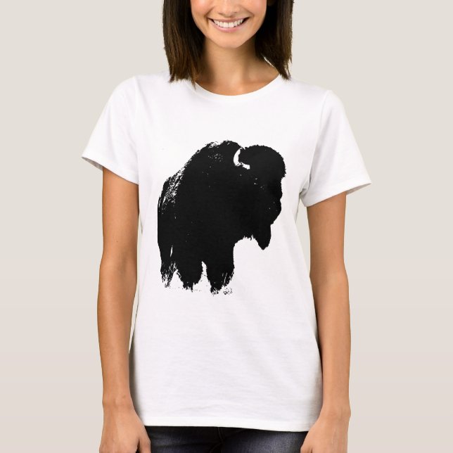 T-shirt Pop Art Buffalo Bison Silhouette (Devant)