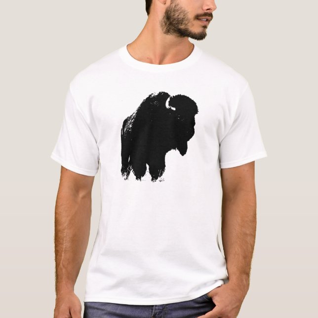 T-shirt Pop Art Buffalo Bison Silhouette (Devant)