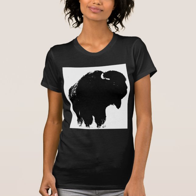T-shirt Pop Art Buffalo Bison Silhouette (Devant)