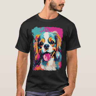 T-shirt Pop Art Chien rose Cavalier King Charles Spaniel