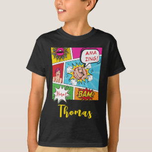 T-shirt Pop art comic gamin