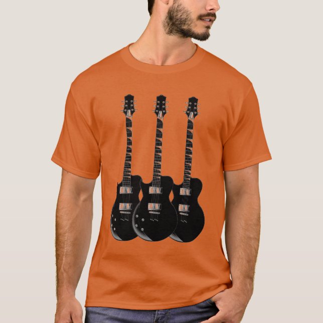 T-shirt Pop Art Electric Guitare Orange (Devant)