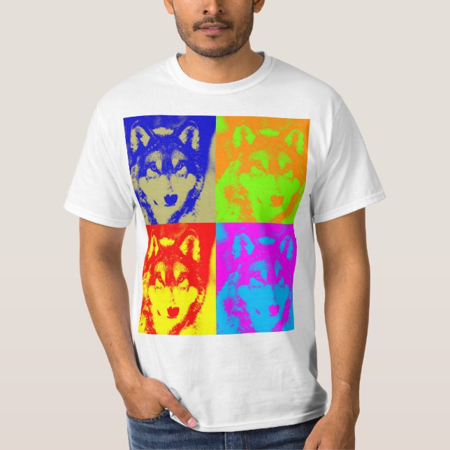 T-shirt Pop Art Grey Wolf (Devant)