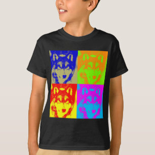 T-shirt Pop Art Grey Wolf