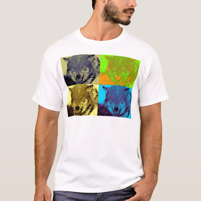 T-shirt Pop Art Grey Wolf (Devant)