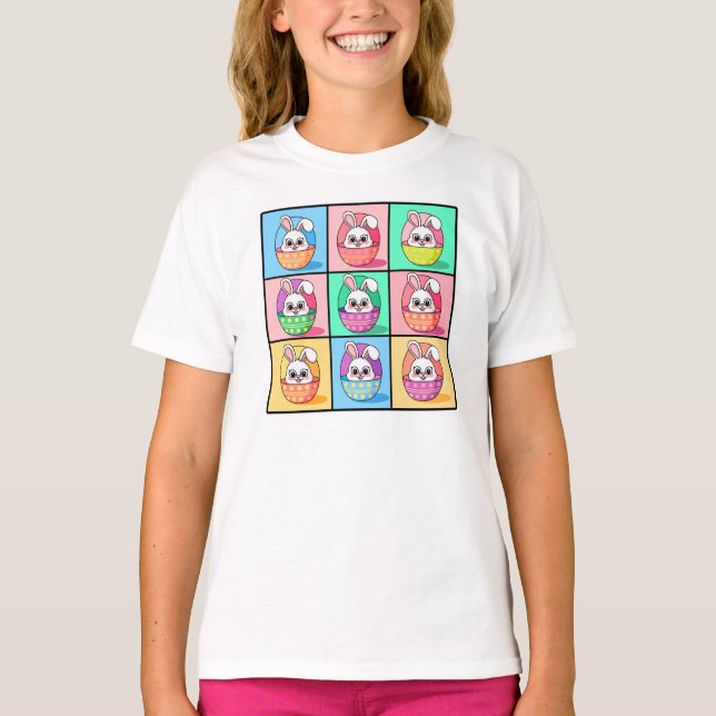 T-shirt Pop Art Lapin de Pâques et Oeufs de Pâques (Devant)