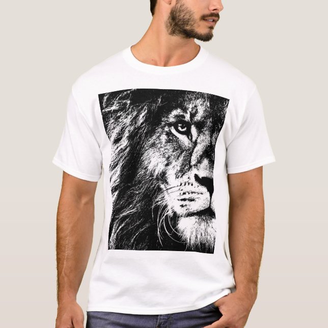 T-shirt Pop Art Lion Face Modèle Moderne Elégant Homme (Devant)