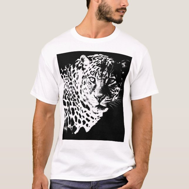 T-shirt Pop Art Modèle Animaux Tête de léopard Mens modern (Devant)