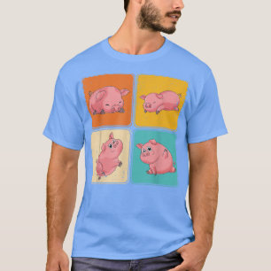 T-shirt Pop Art Piglet Lover Farmer Cute Animal de ferme C