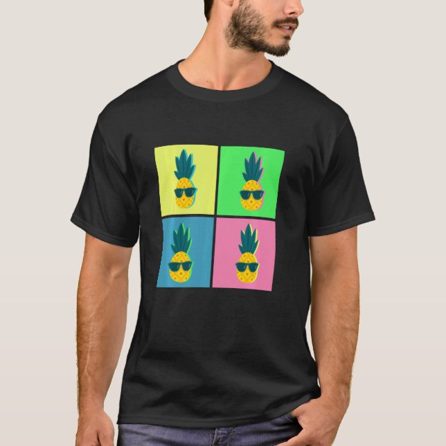 T-shirt Pop Art Pineappa Lunettes de soleil Vibes d'été Tr (Devant)