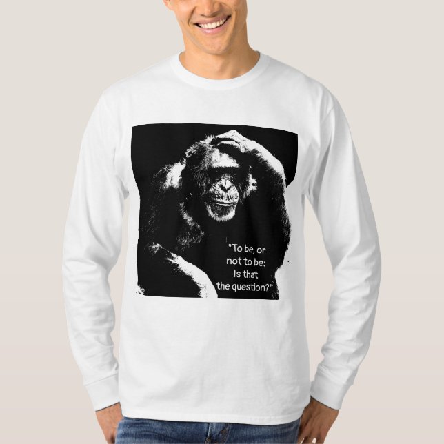 T-shirt Pop Art Thinking Singe Homme's Long Sleeve (Devant)