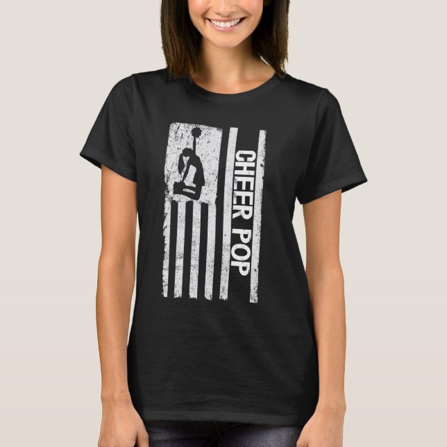 T-shirt Pop Cheer D'Un Pom-pom girl Pop US Drapeau Cheerle (Devant)