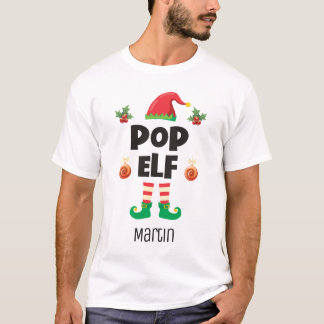 T-shirt Pop elf famille assortie vêtements de noël nom