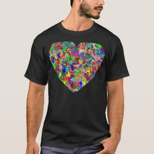 T-shirt Pop Heart Motif Moderne Print Femmes Hommes