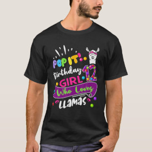 T-shirt Pop It 12E Anniversaire Fille 12 Ans Alpaca Llam