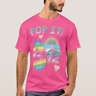 T-shirt Pop It 12th Birthday Girl 12 Year Old Unicorn rain