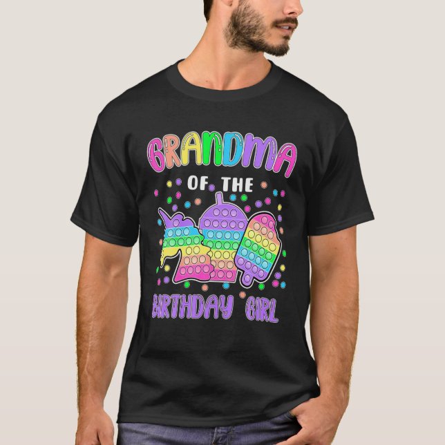 T-shirt Pop-It Grand-mère de la fille d'anniversaire Pop-I (Devant)