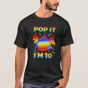 T-shirt Pop It I'm 10 Anniversaire Pop Fidget Toys Dinosau