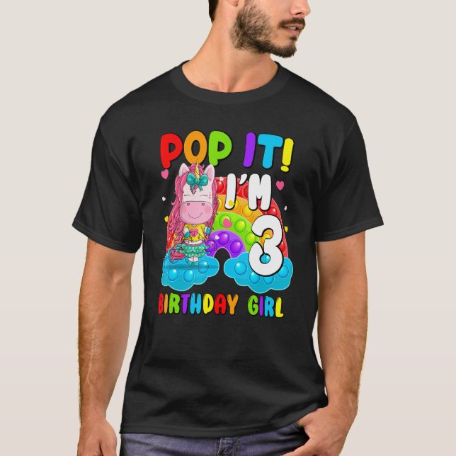 T-shirt Pop It I'm 3 Anniversaire Fille Pop Fidget Toys Gr (Devant)