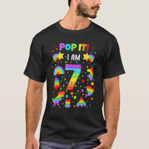 T-shirt Pop It I'm 7 Years 7th Birthday Boy Girl Unico