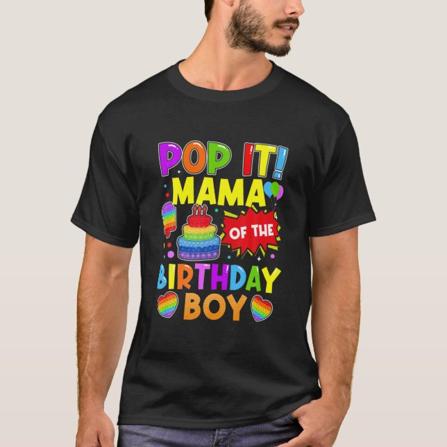 T-shirt Pop It Mama De L'Anniversaire Garçon Fidget Famill (Devant)