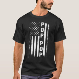 T-shirt Pop Pop Drapeau Mans Papa Grand Papa Papa Papa Pap