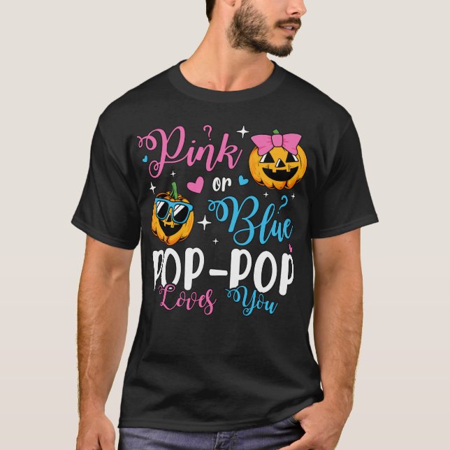 T-shirt Pop-Pop Rose Ou Bleu Vous Aime Citrouille Baby Men (Devant)