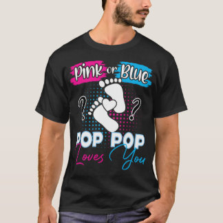 T-shirt Pop Pop Rose ou Bleu vous aime Grossesse Genre