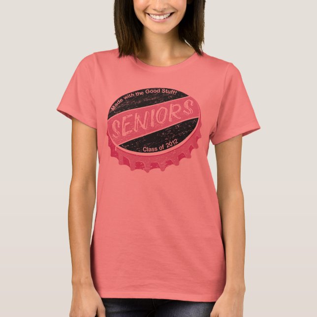 T-shirt Pop pour personnes âgées (en rose) (Devant)