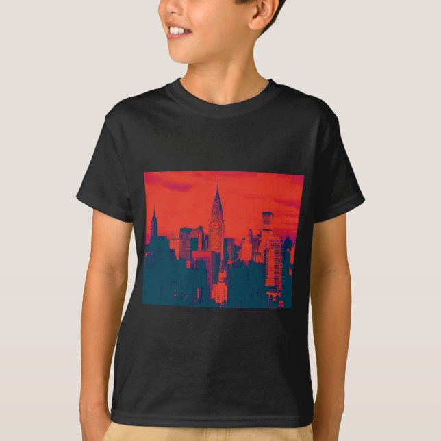 T-shirt Pop Style Rouge Retro Art New York City (Devant)