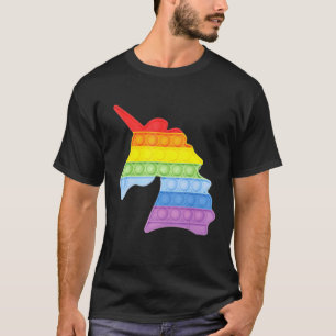 T-shirt Pop Up Fidget Jeu Unicorn Arc En Ciel Coloré Pour