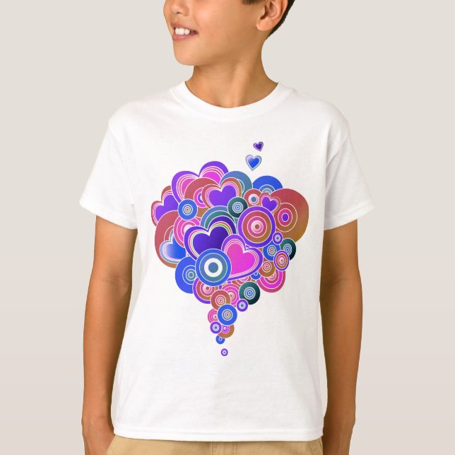 T-shirt PopArt Coeurs violets (Devant)